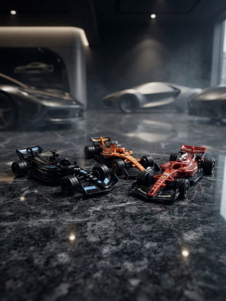Premium 1:32 F1 Orange Metal Miniature Racing Cars + FREE Surprise Analog Watch
