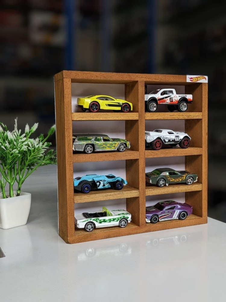 Ultimate Collector's Deal: Premium Wooden Stand + 8 Metal Miniature Cars