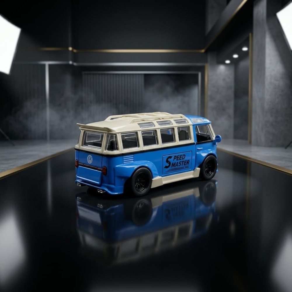 VW T1 Bus Miniature | 1:32 Scale Diecast Custom Blue Speed Master Edition