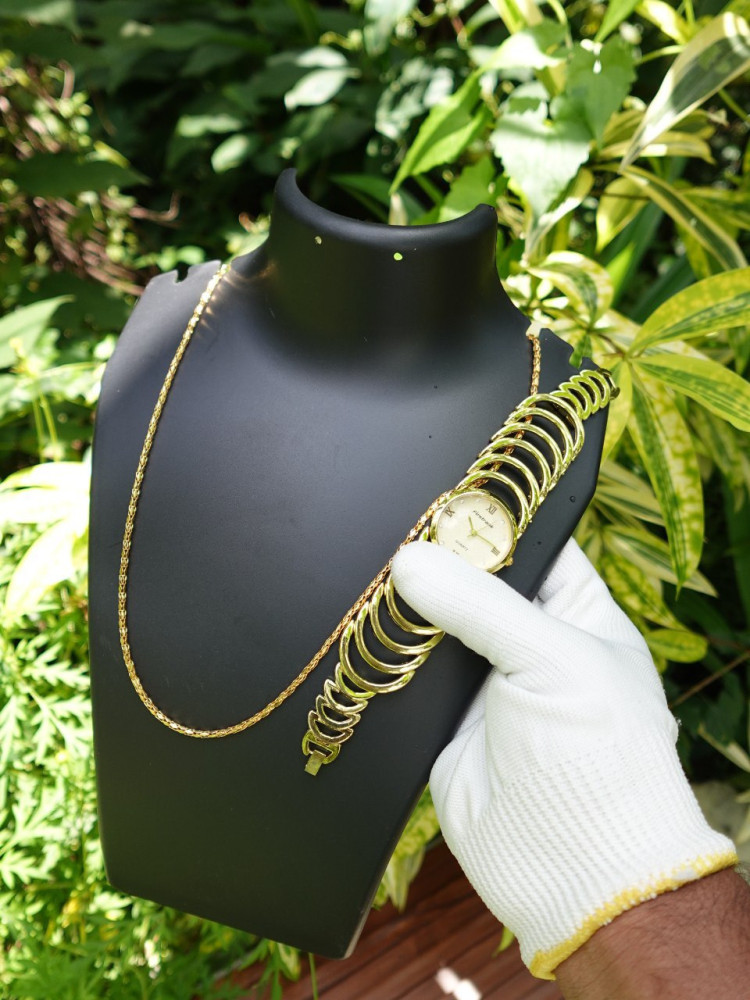 Special Combo Offer: Gold Chain Watch & Matching Chain for Girls - Just 249