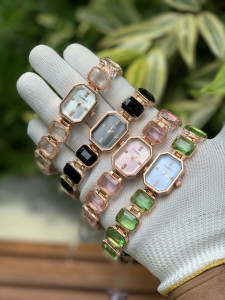 Custom Premium Square Dial Watch - Gemstone-Inspired Colors & Affordable Elegance