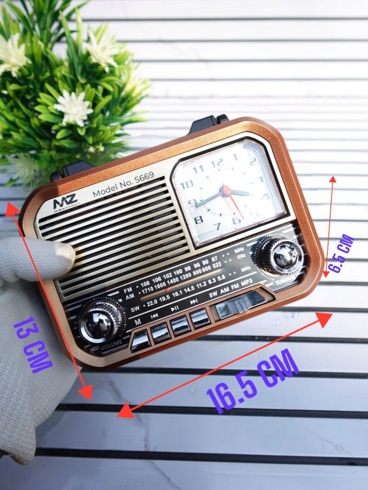 MZ Retro Wireless Radio Speaker with Analog Clock & Premium Watch Combo