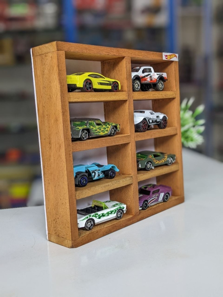 Ultimate Collector's Deal: Premium Wooden Stand + 8 Metal Miniature Cars