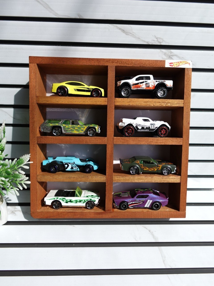 Ultimate Collector's Deal: Premium Wooden Stand + 8 Metal Miniature Cars