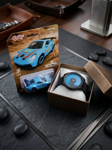 Ultimate Mystery Combo: Unique Concept Analog Watch + Premium 1:64 Porsche Miniature Car