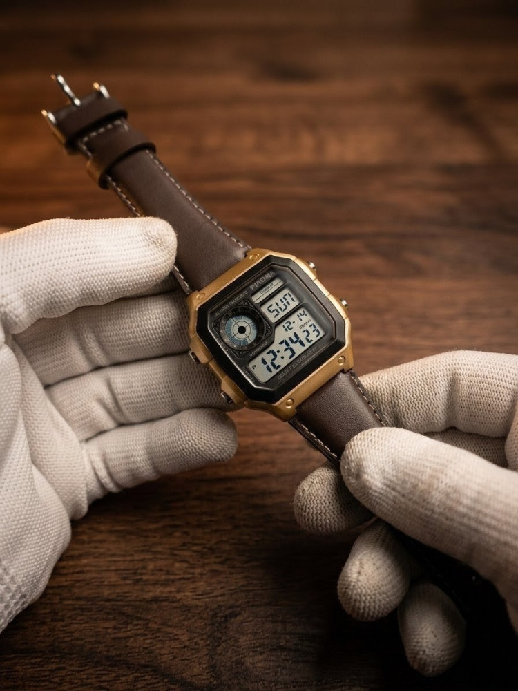 Retro Future: Premium Pioma Square Dial Digital Watch