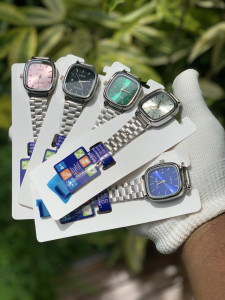 Gasiq Vintage Small Dial Watch - Oval Shape, Date and Girls' Favorite, silver