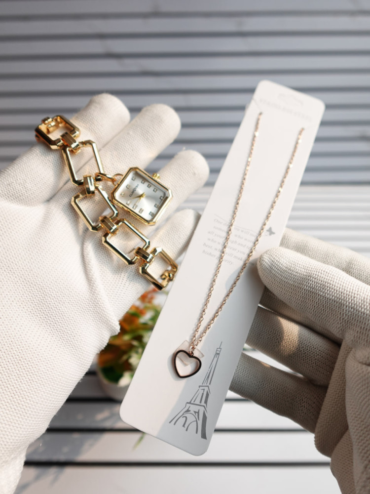 Timeless Elegance: Custom Bracelet Watch & Anti-Tarnish Necklace Combo