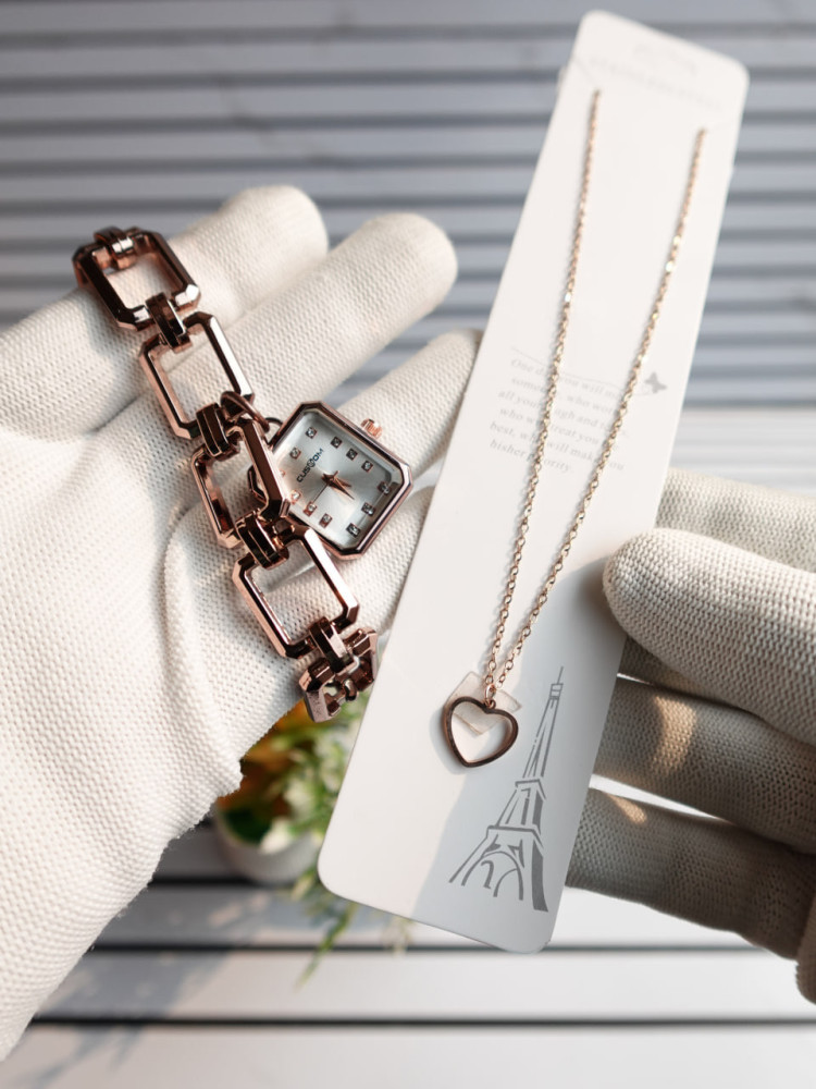 Timeless Elegance: Custom Bracelet Watch & Anti-Tarnish Necklace Combo