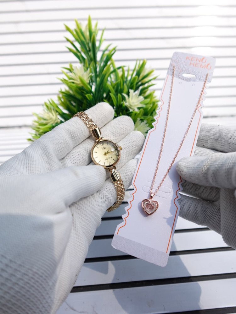 The Ultimate Surprise: Elegant Bracelet Watch & Premium Necklace Combo