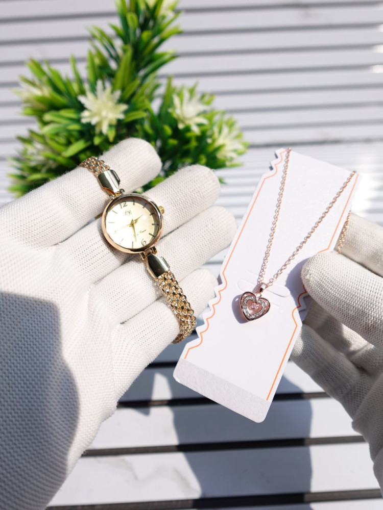 The Ultimate Surprise: Elegant Bracelet Watch & Premium Necklace Combo