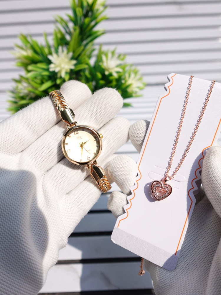 The Ultimate Surprise: Elegant Bracelet Watch & Premium Necklace Combo