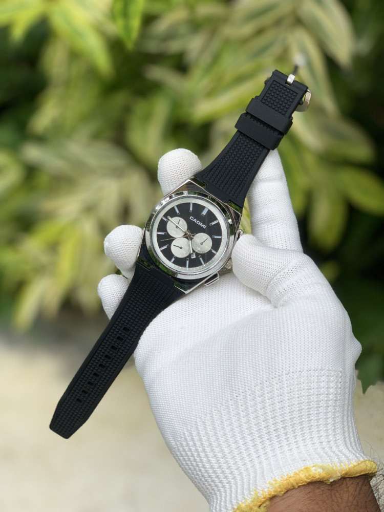 CAOMI Premium Analog Watch - Metal Case, Date & Silicone Strap