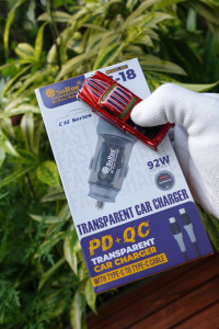 SoRoo 92W PD+QC Transparent Car Charger - With Type-C Cable and Free Miniature Car