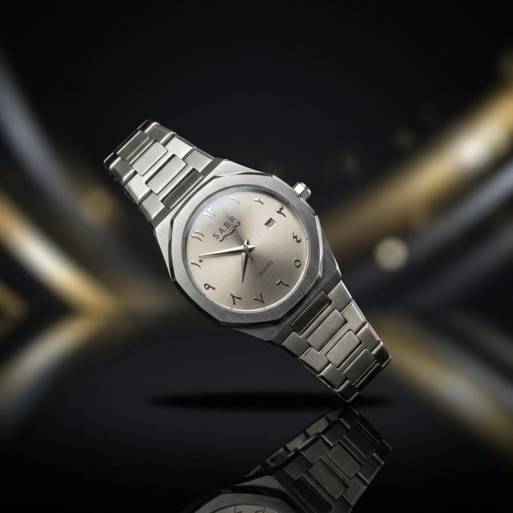 Elevate Your Style: Premium SABR Arabic Dial Stainless Steel Chain Watch