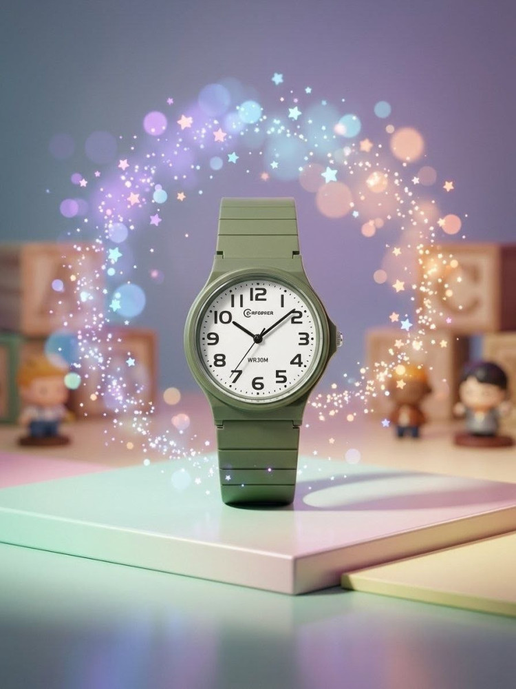 Premium Kids Analog Watch | 30M Water Resistant & Ultra-Durable Army Olive Green
