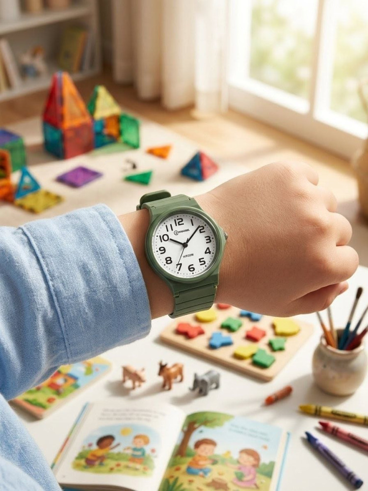 Premium Kids Analog Watch | 30M Water Resistant & Ultra-Durable Army Olive Green